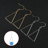 靓翁翁S925纯银三角形空托耳环 DAY配件长款 耳线耳饰耳钩耳勾吊坠