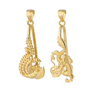 靓翁翁S925纯银祥龙玉扣和田玉吊坠扣头 凤凰平安扣 夹扣翡翠扣子