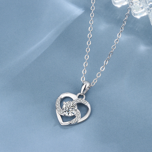 靓翁翁S925纯银永恒之心项链女玫瑰金小众设计感纯银吊坠锁骨链