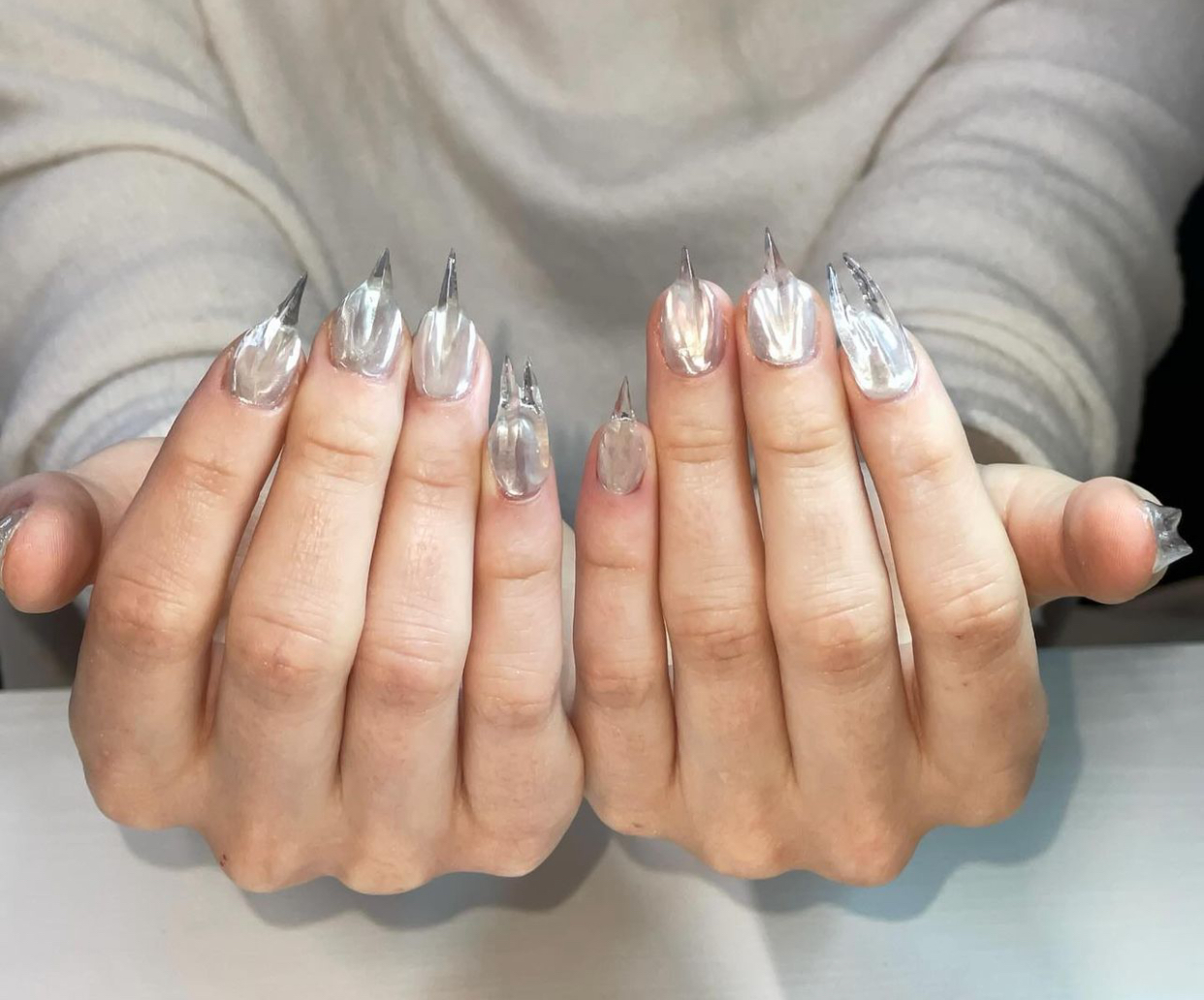 【玻璃硬糖】珠光糖纸镜面立体兽甲猫爪欧美朋克小众龙爪ig穿戴甲