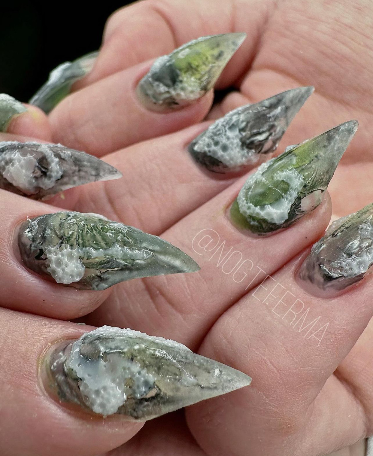 【水草】海草绿浮萍苔藓泡沫立体兽甲龙爪欧美朋克小众ins 穿戴甲