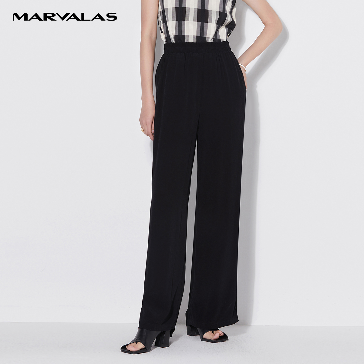 曼德诗裤子女曼德诗高腰阔腿