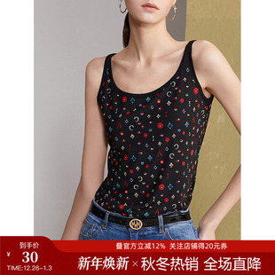 上衣T恤 内搭打底衣无袖 曼德诗花色背心吊带女2025冬冬新款 小西装
