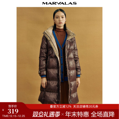 韩版中长款连帽羽绒服曼德诗