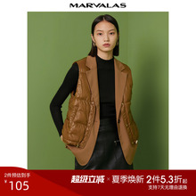 曼德诗棉马甲女2025春季新款加厚气质设计感小众西装领坎肩外套