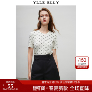 妙影短袖 印花T恤2026夏季 新款 YLLE 修身 衣衫 冰感纱短袖 上衣 ELLY