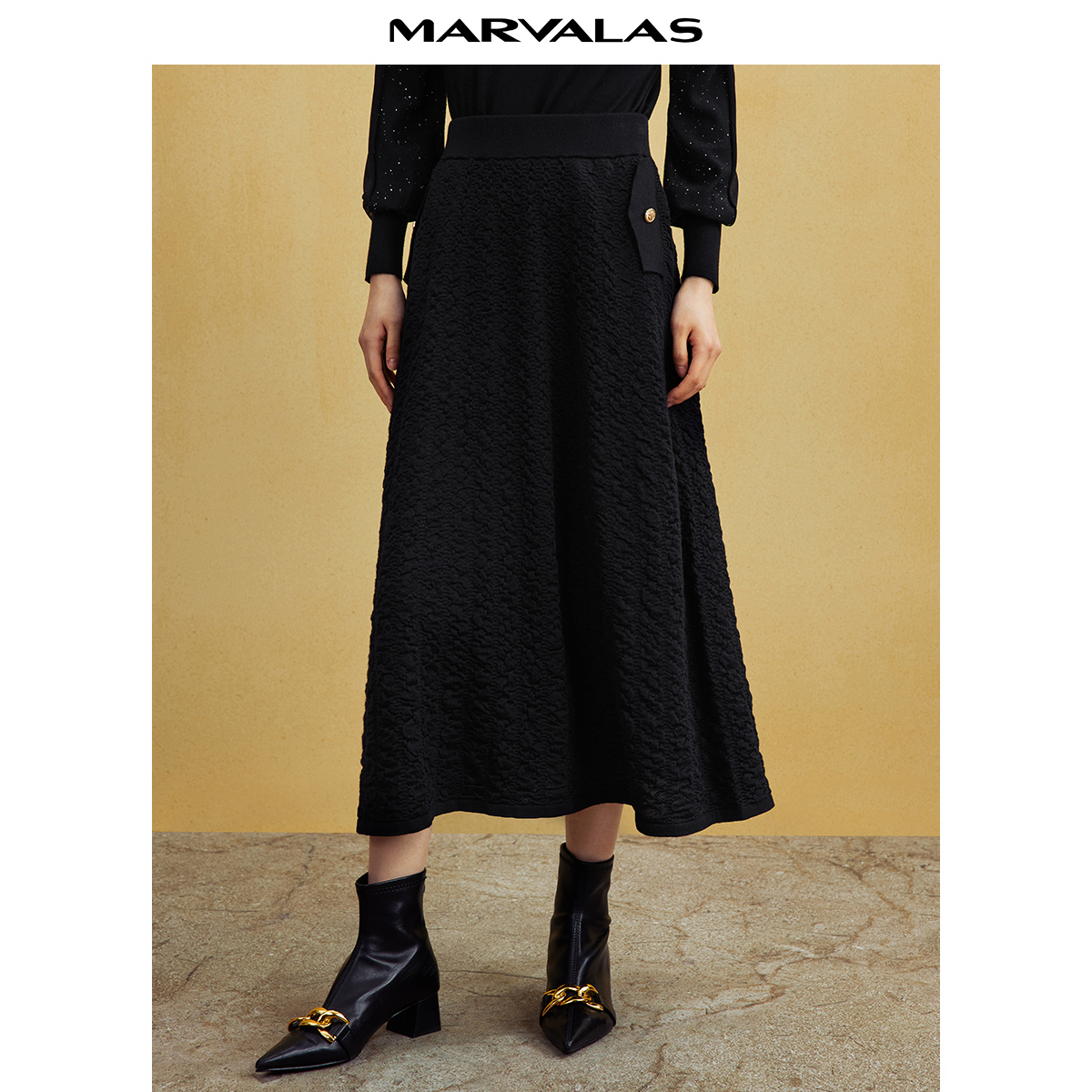 曼德诗中长裙通勤半身裙