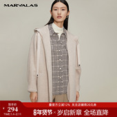 小个子绵羊毛中长款 曼德诗连帽拉链双面呢大衣女2024冬季 新品 外套