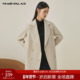 曼德诗毛呢大衣女2025秋季 羊毛双面呢外套 双排扣纯色经典 新品 西装