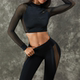 ZASUWA网孔拼接长袖 瑜伽上衣女健身性感网纱高腰提臀紧身裤