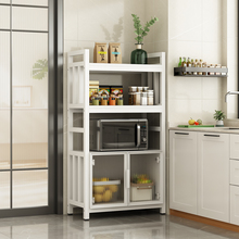 厨房微波炉落地式置物架多层烤箱收纳柜实木储物柜多功能橱柜架子