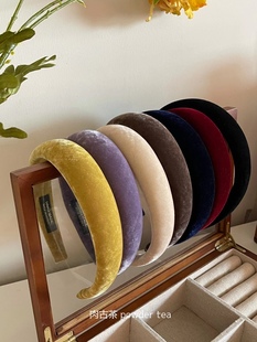 韩国代购 ins复古高品质细腻立体高颅顶全包金丝绒发箍压发发卡