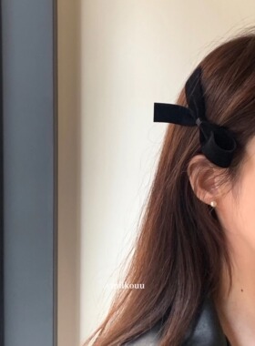 韩国代购 ins博主款甜美可爱少女黑色丝绒蝴蝶结侧边夹鸭嘴夹发夹