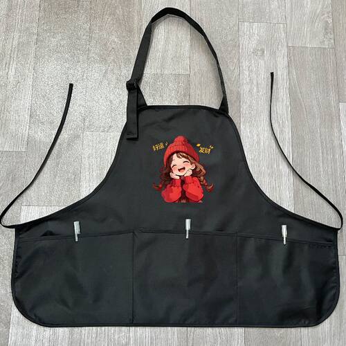 防水覆膜面料简约防油短款围裙