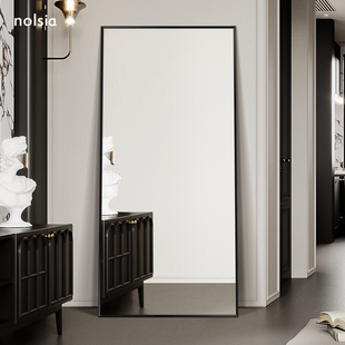 法式复古贴墙镜子落地镜全身镜服装店专用试衣镜可挂式入户穿衣镜