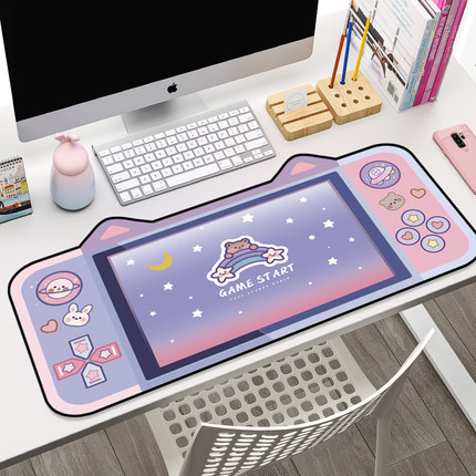 可爱猫耳鼠标垫超大办公卡通电脑键盘INS桌垫笔记本女生桌面 创意
