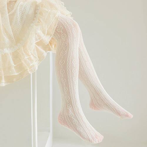 1 Pairs Girls Pantyhose for Summer Cute Kawaii Heart Breatha