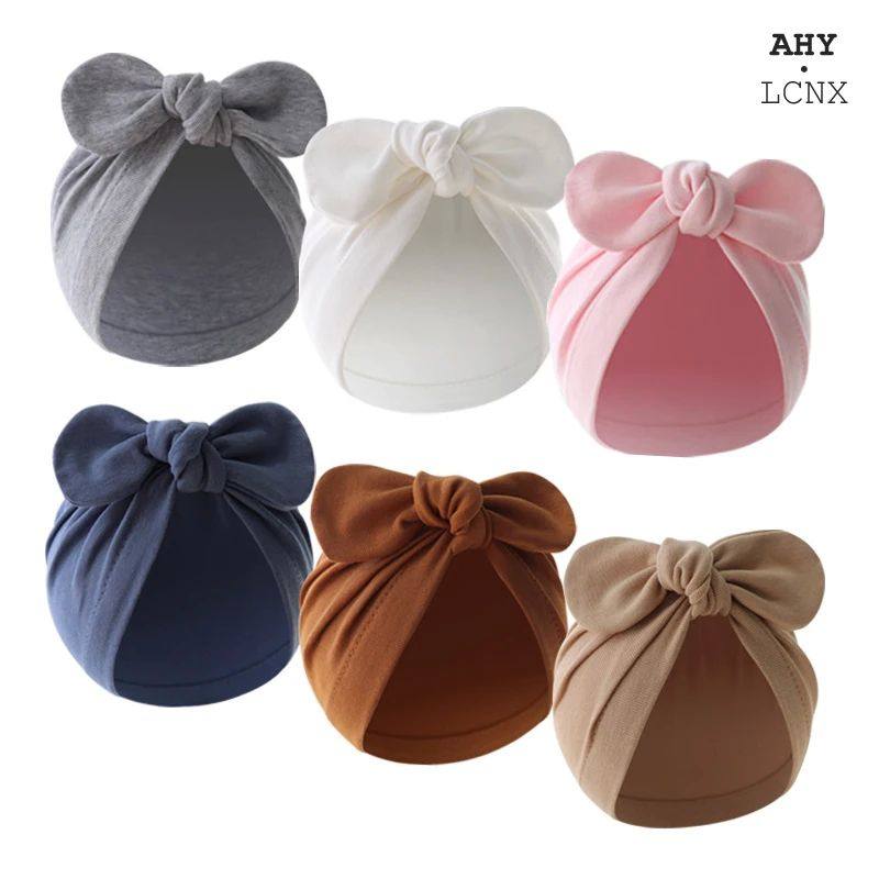 Turban Baby Girls Boys Hat Cute Flower Knot Bunny Ears Hat C