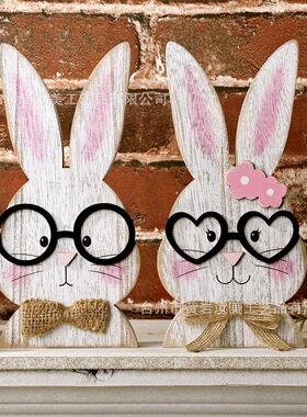 Easter Bunny Ornaments Nordic Style Wooden Home Decorations