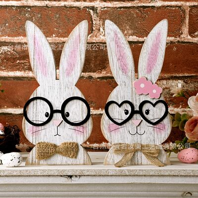 Easter Bunny Ornaments Nordic Style Wooden Home Decorations