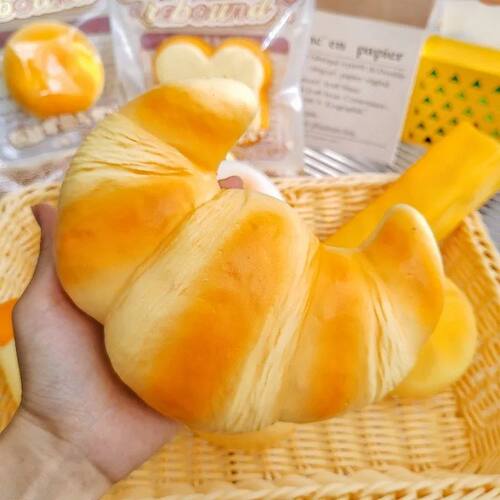 Squishy Croissant Squeeze Toy Slow Rising Sticky Stress Reli
