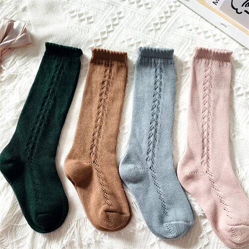 Soft Cute Kids Knee High Socks Baby Boys Girls Cotton Mesh B