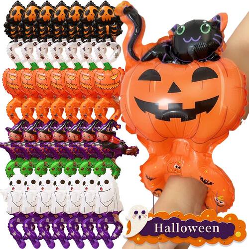 5/50PCS Halloween Handheld Stick Balloons Headband Wrist Foi