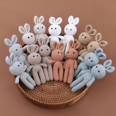 Cotton Crochet Baby Stuffed Rabbit Toy kawaii Handmade Bunny