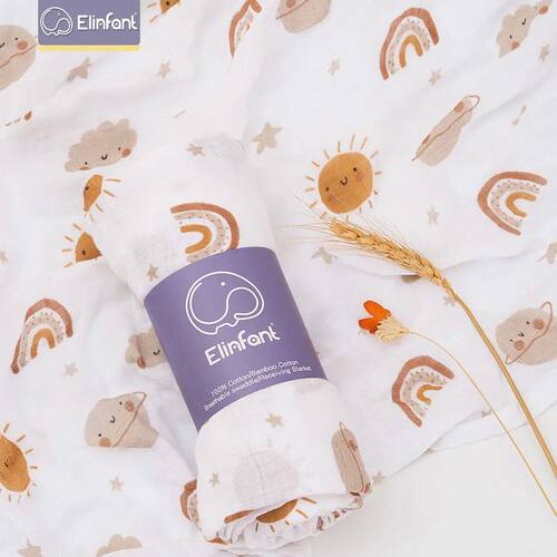 Elinfant Cute Soft Print Baby Towel Wrap 120x110cm Bamboo Co