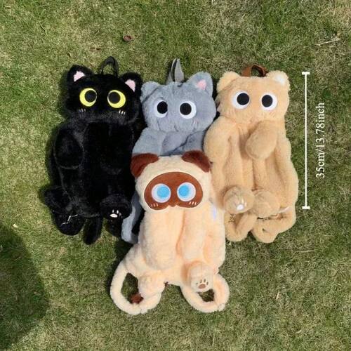 Black Cat Backpacks Big Eyes Kitten Doll Plush Kawaii Stuffe