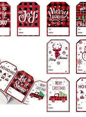 100Pcs Christmas Tags Labels, 8 Design Self Adhesive Gift St