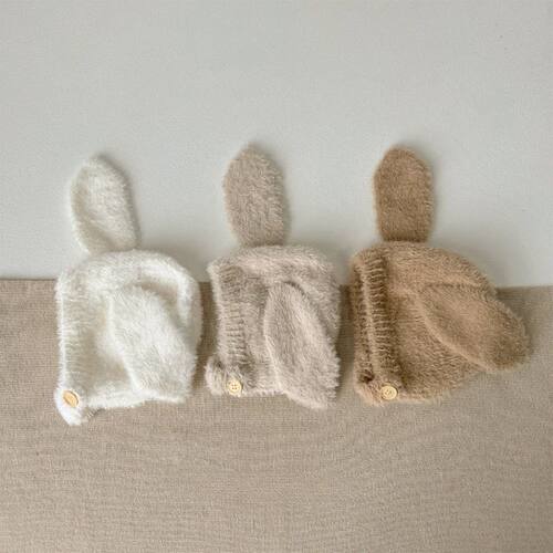 Solid Color Long Ears Newborn Beanie Caps Cartoon Rabbit Bab