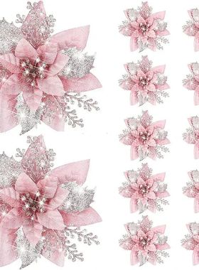 14.5cm Glitter Artifical Christmas Flowers Merry Christmas T