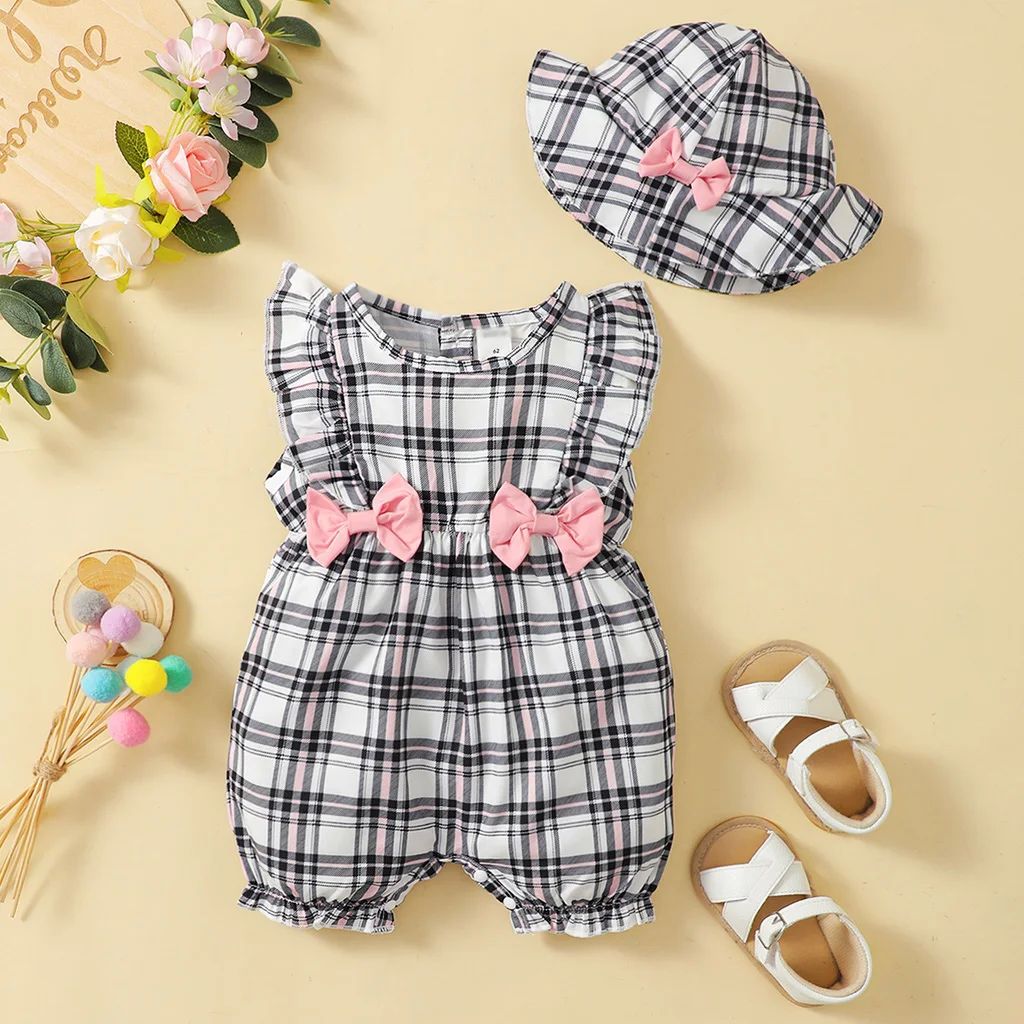 0-18 Months Newborn Baby Girl Clothes Cute Plaid Design Summ