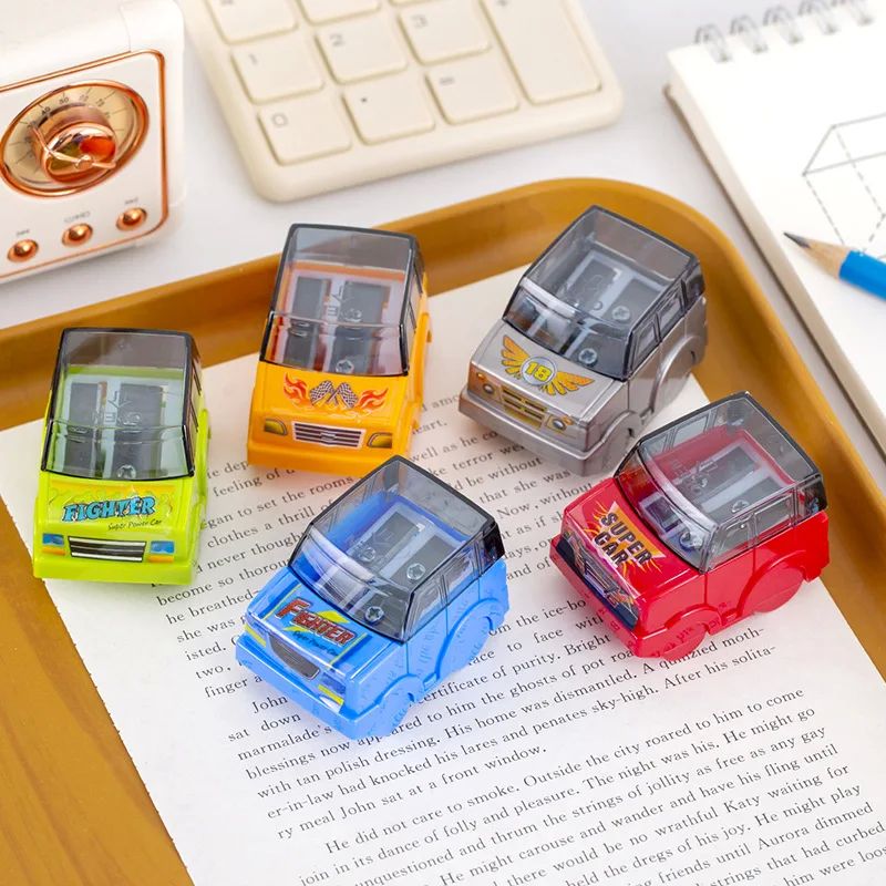 3pcs Cute Car Model Double Hole Pencil Sharpener Children's