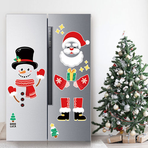 Christmas Decorations Cartoon Refrigerator Stickers Santa Sn