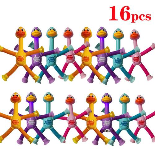 1-16PCS Suction Cup Duck Pop Tubes Fidget Toys Stress Relief