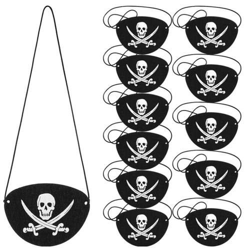 12Pcs Pirate Eye Patches Skeleton Eye Mask Felt One Eye Skel