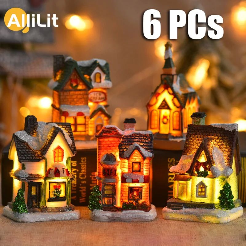 1~6pcs LED Night Light Christmas Ornaments  Luminous Castle