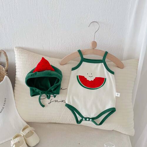 Summer baby cute watermelon style jumpsuit, male and female