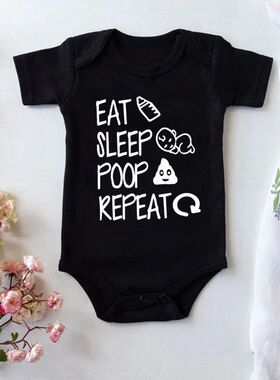 Funny Eat Sleep Poop Repeat Letter Printed Newborn Baby Romp