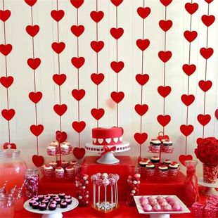 New Red Hearts Garland DIY Valentines Day Hanging String Gar