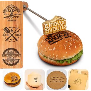 Logo Branding Iron for Burger - Personalized Brass Steak & B