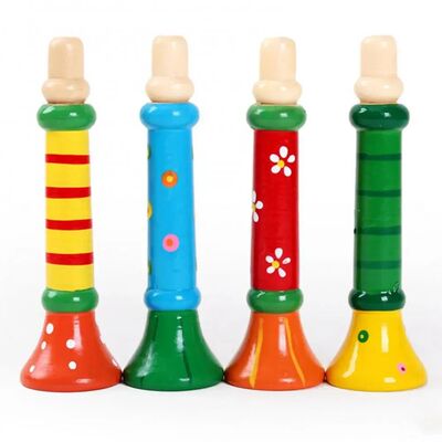 1Pc Wooden Trumpet Toy Horn Whistle Musical Instrument for g