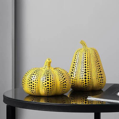 Pumpkin Ornaments Modern Sculpture Polka Dot  Bird Art Home