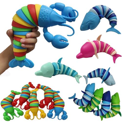 Colorful Slug lobsterToy Articulated Flexible 3D Slug Fidget