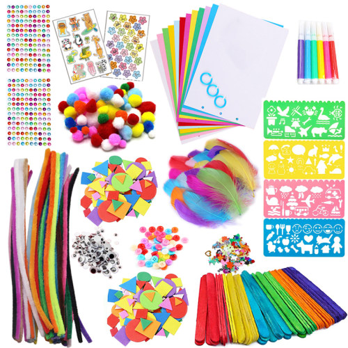 Colorful Pipe Cleaners Craft Kit Popsicle Plush Sticks Pompo