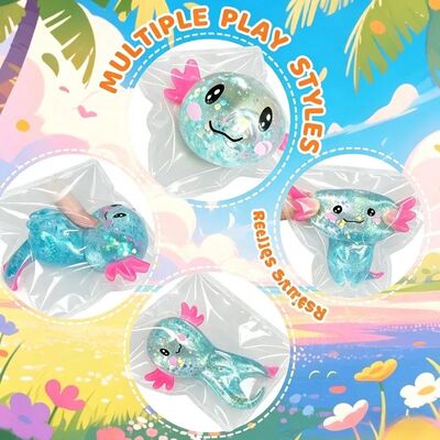 Multicolor Glitter Axolotl Squishy Soft TPR Squeeze Toy Stre