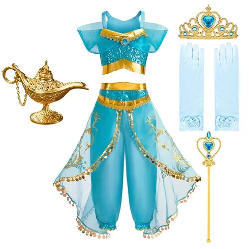 Kids Arabian Princess Dress Girls Halloween Jasmine Costume