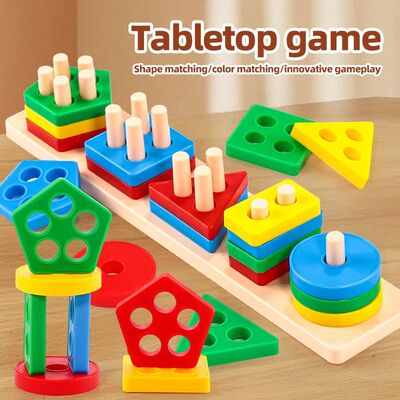 Hot Sale Shape Sorting Stacking Toy, Montessori Geometric Co